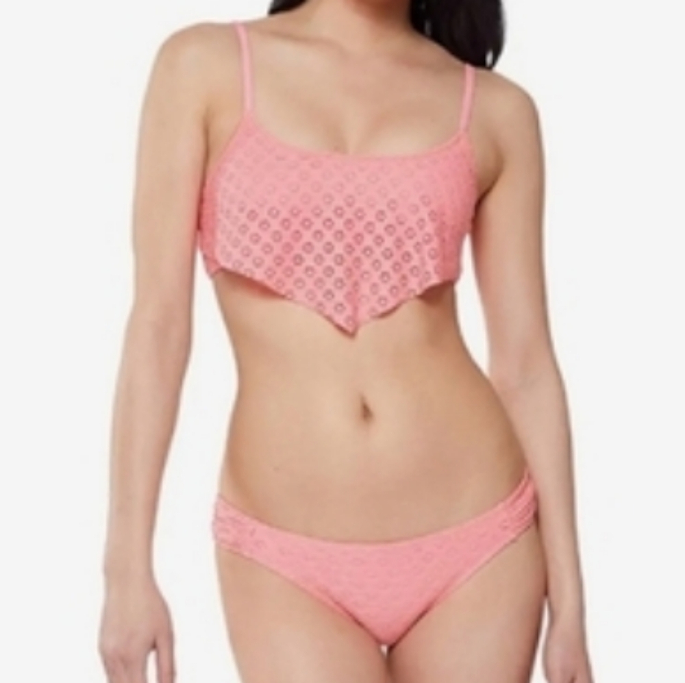 Jessica Simpson Bikini 2 Piece Fizz Eyelet Cami Top Beach Vacation Summer New